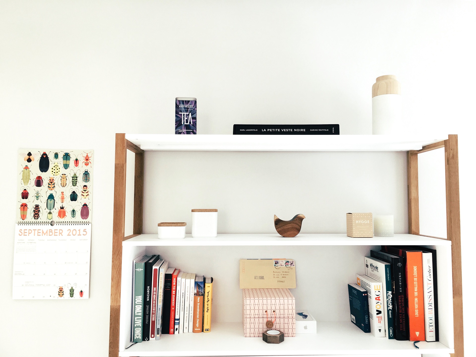 A bookcase with shelves is perfect for storing odds and ends. 